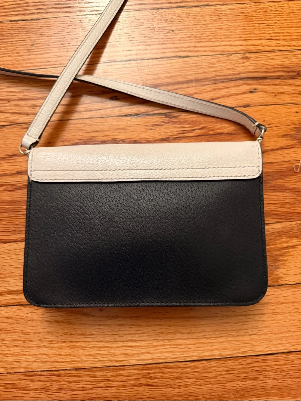 kate spade White and Black Leather Two-Tone Crossbody